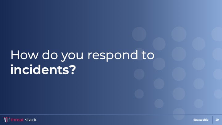 The words ‘How do you respond to incidents?’ on a blue background