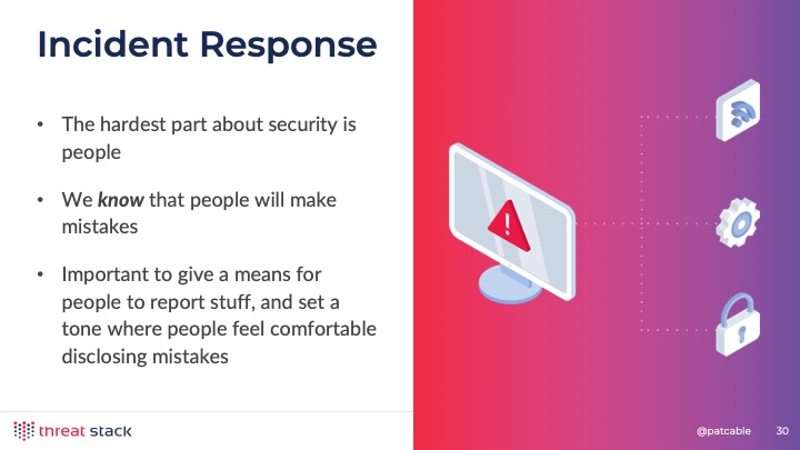 Some high level points on incident response, described below